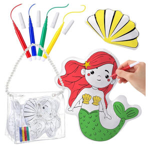 Gemscream Color Your Mermaid Kit, Pearl Handled Purse, Markers, Mermaid, NIB